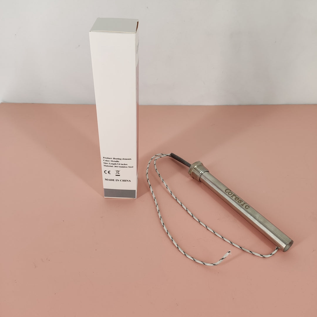 Coresic Single-Head Heating Tube, 304 Stainless Steel, 220V/380V, High-Temp Wire 9.8inch, Pressure Resistance 1800VA/5S