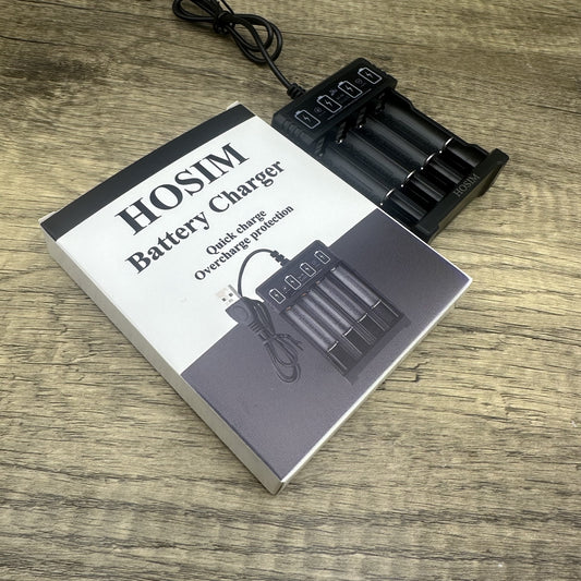 HOSIM 4-Slot USB Battery Charger – Fast, Portable, and Universal Charger for AA and AAA Rechargeable Batteries