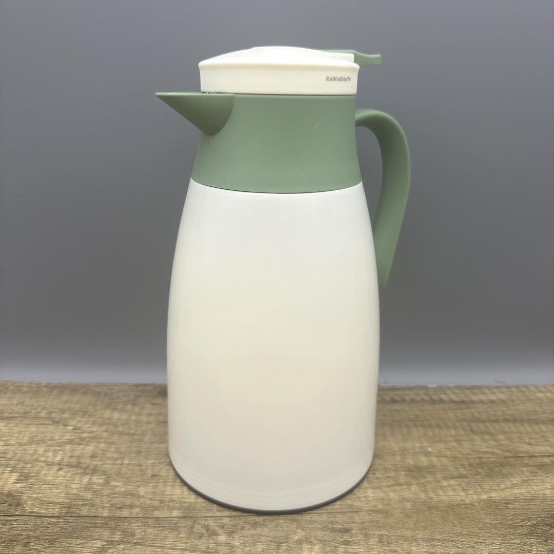 KAWASIMAYA Insulated Water Jug - 1L Large Capacity Thermal Kettle for Dorm & Home, White-Green Minimalist Design