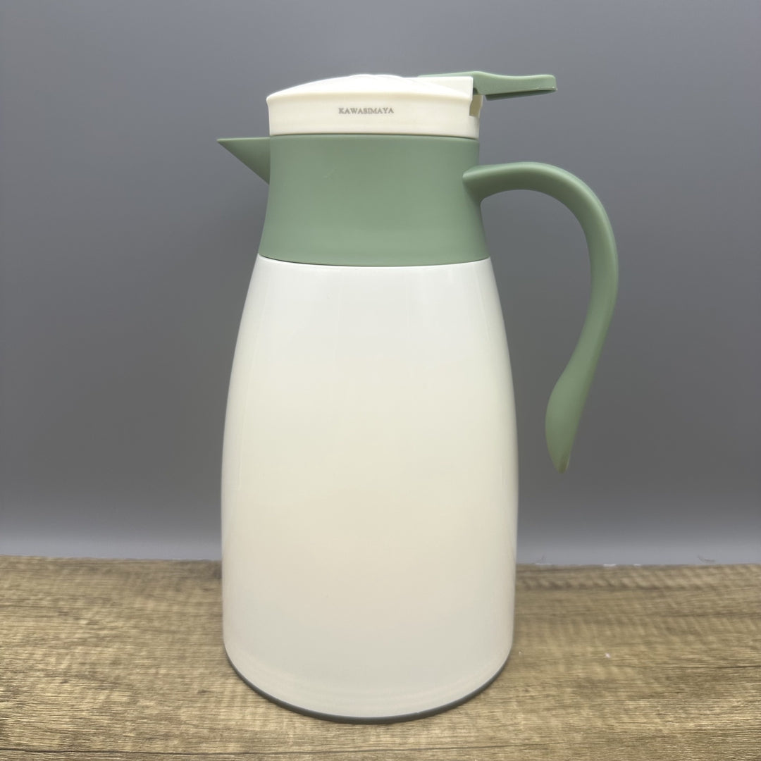 KAWASIMAYA Insulated Water Jug - 1L Large Capacity Thermal Kettle for Dorm & Home, White-Green Minimalist Design