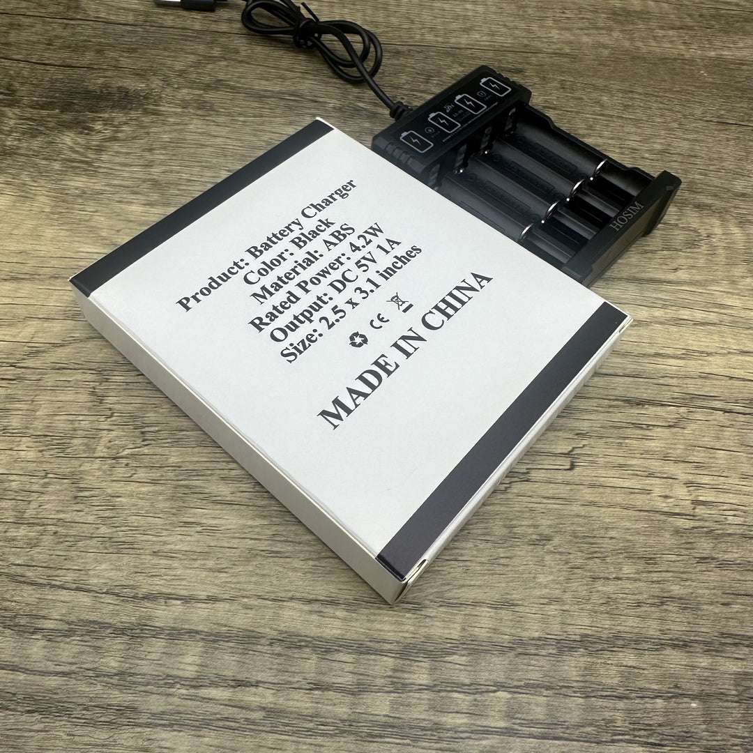 HOSIM 4-Slot USB Battery Charger – Fast, Portable, and Universal Charger for AA and AAA Rechargeable Batteries