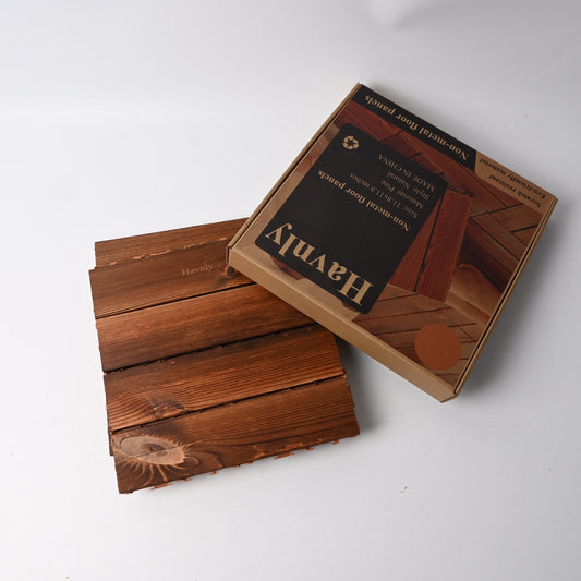 Havnly Premium Non Metal Floor Panels Carbonized Wooden Outdoor Deck Tiles for Indoor and Outdoor Use