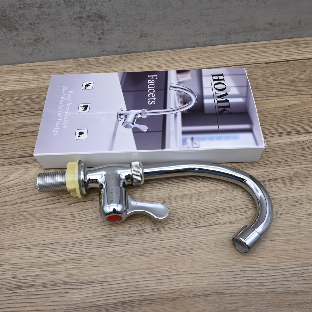 HOMK Single Cold Kitchen Faucets Modern Sink Water Tap with Swivel Spout and Easy Installation
