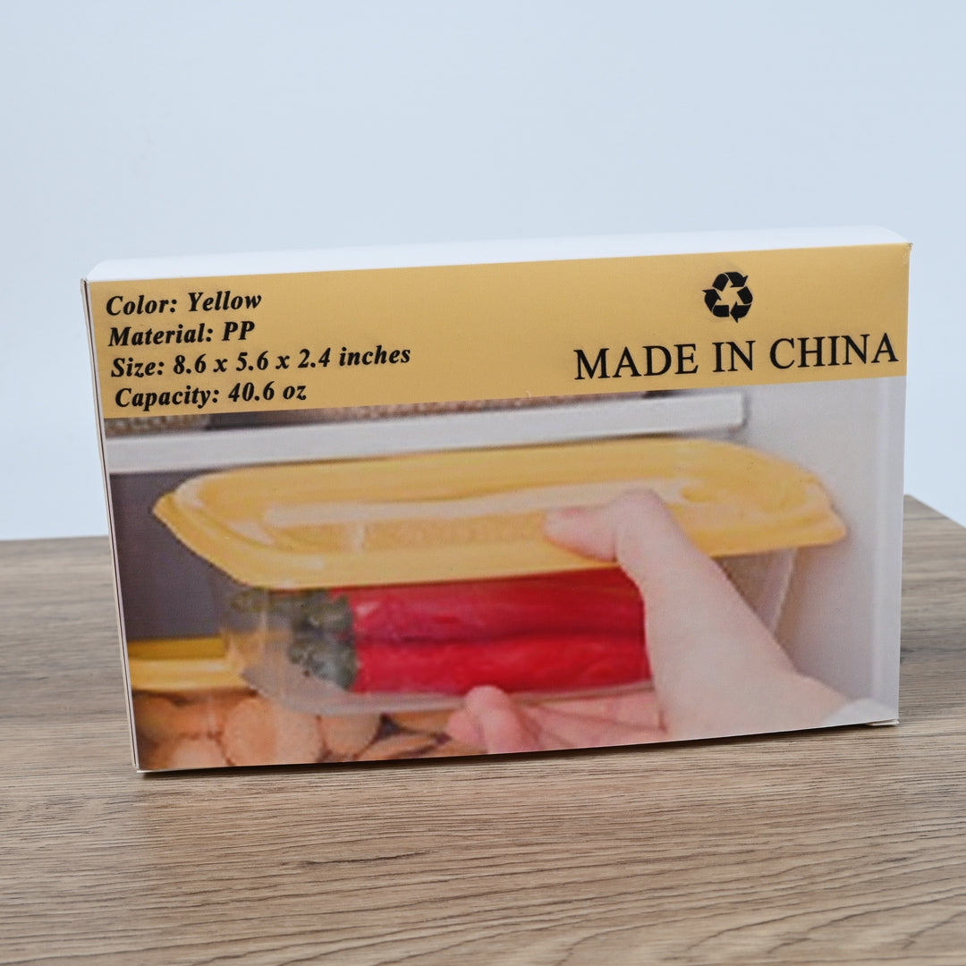 VitaFlow Yellow Rectangular Airtight Plastic Kitchen Containers for Food Storage and Organization