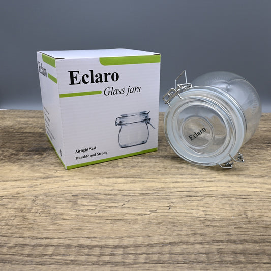 Eclaro Premium Glass Jars Set Airtight Food Storage Containers with Wide Mouth Design Multi-Purpose Glass Jars for Kitchen