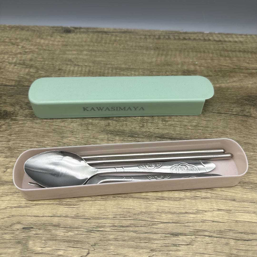 KAWASIMAYA Portable Table cutlery Lightweight Stainless Steel Travel Cutlery Kit with Carrying Case