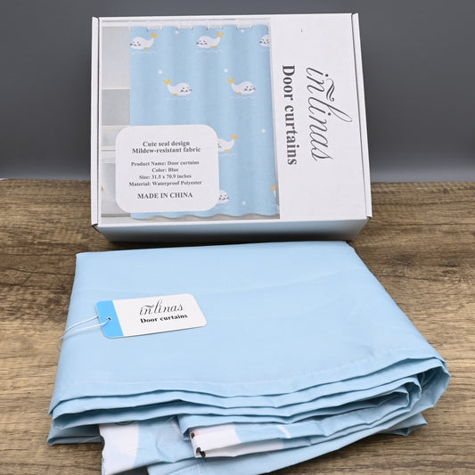 INLINAS Door Curtains: Premium Waterproof Room Dividers with Decorative Seal Design for Bathroom and Home Privacy