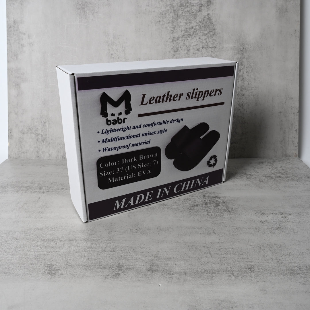 babr Leather-Look Slip-On Slippers for Men & Women Lightweight Vintage Style Couples Slippers