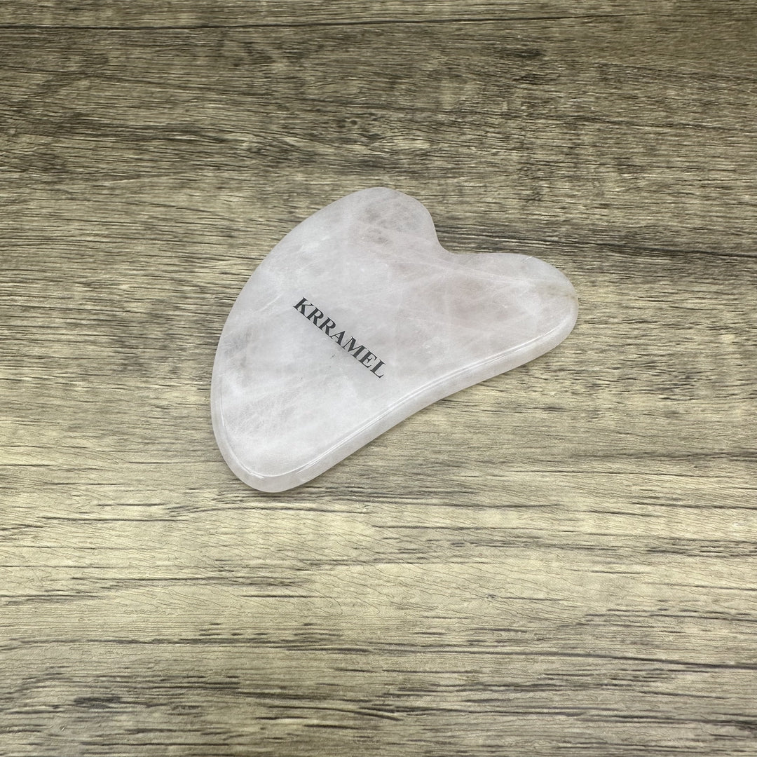 KRRAMEL Gua Sha Tool - Premium Rose Quartz Facial Massager for Lymphatic Drainage, Puffiness Reduction, and Radiant Skin