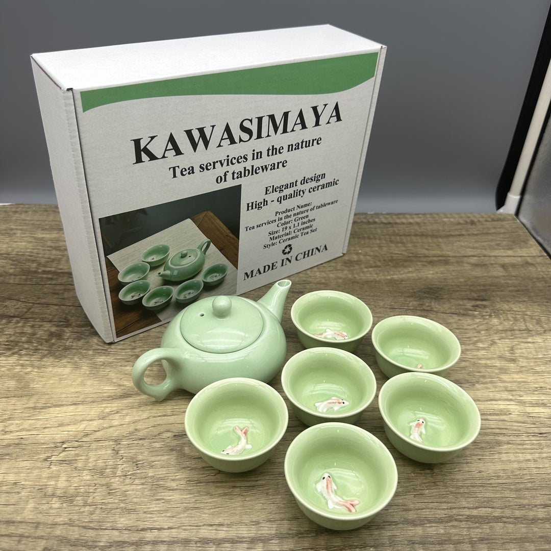 KAWASIMAYA Tea Services in the Nature of Tableware - Green Porcelain Teacups Small Elegant Drinkware
