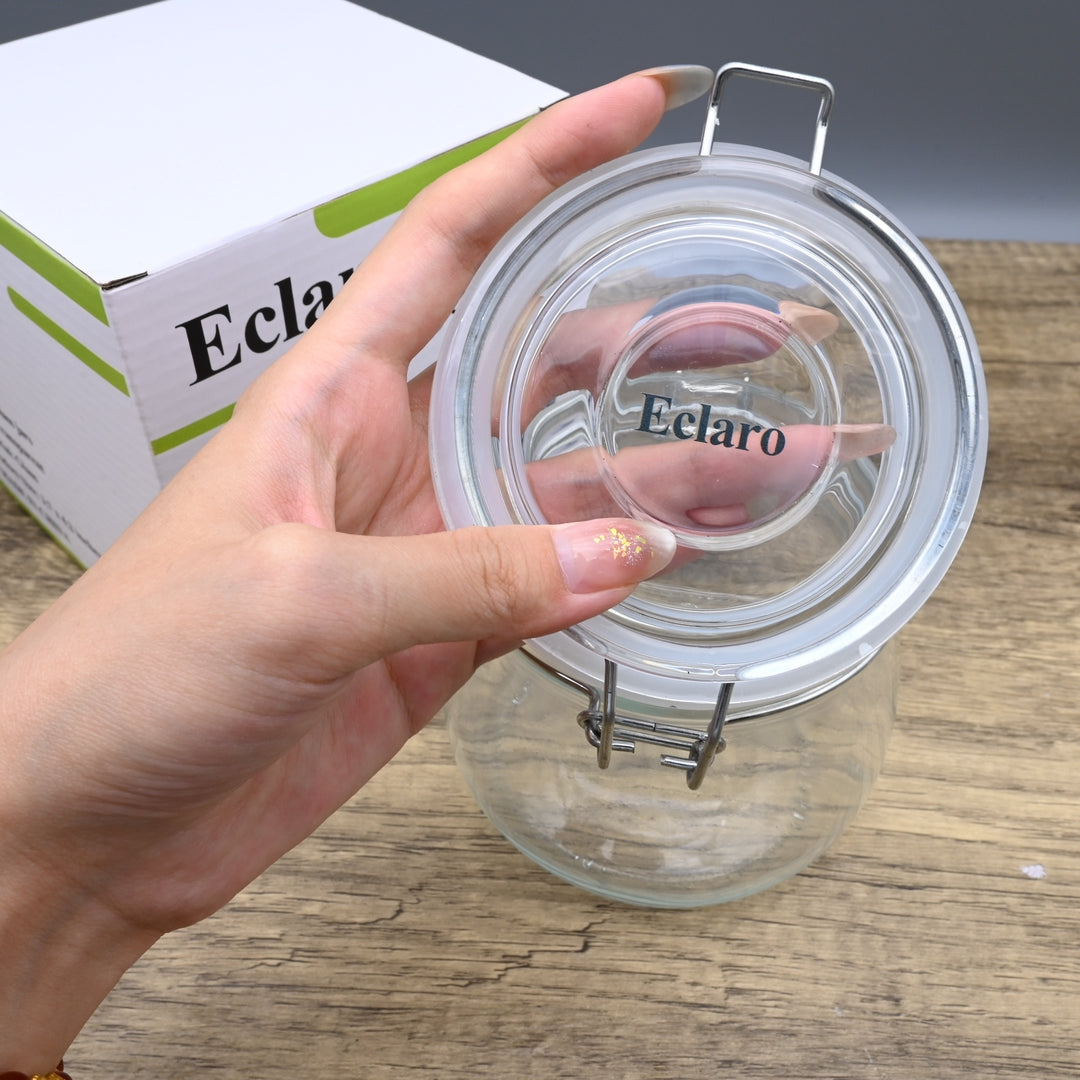 Eclaro Premium Glass Jars Set Airtight Food Storage Containers with Wide Mouth Design Multi-Purpose Glass Jars for Kitchen
