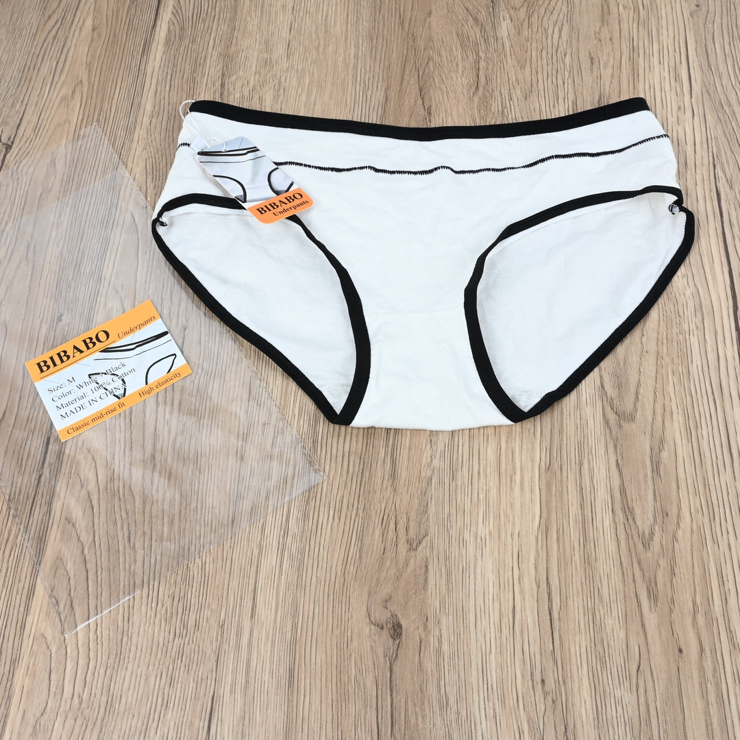BIBABO Women's 100% Cotton Underpants Classic Brief Underwear White Soft & Breathable