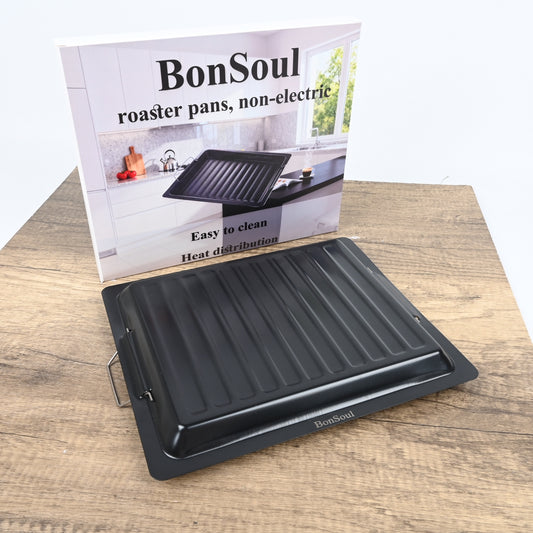 BonSoul Non-Stick Roasting Pan with Rack - Large Capacity Professional Roaster Pan for Turkey, Meat and Vegetables