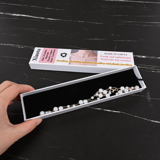 Xiaotu Pearl Necklace with Y-Shape Tassel & Starry Sky Pearls Imitation Pearl Fashion Jewelry