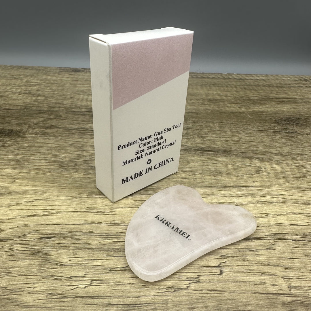 KRRAMEL Gua Sha Tool - Premium Rose Quartz Facial Massager for Lymphatic Drainage, Puffiness Reduction, and Radiant Skin