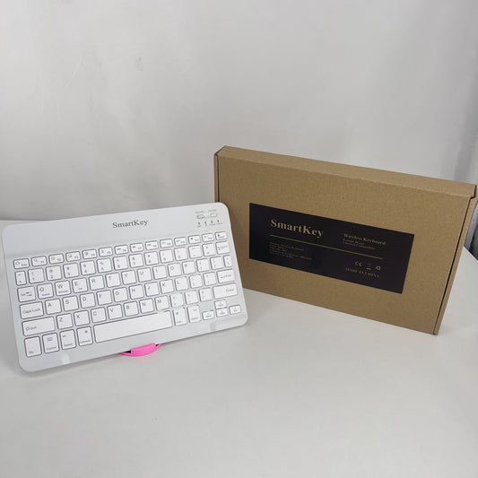 SmartKey 10-Inch Tablet Wireless Keyboard - Sleek White Design for Enhanced Productivity on the Go