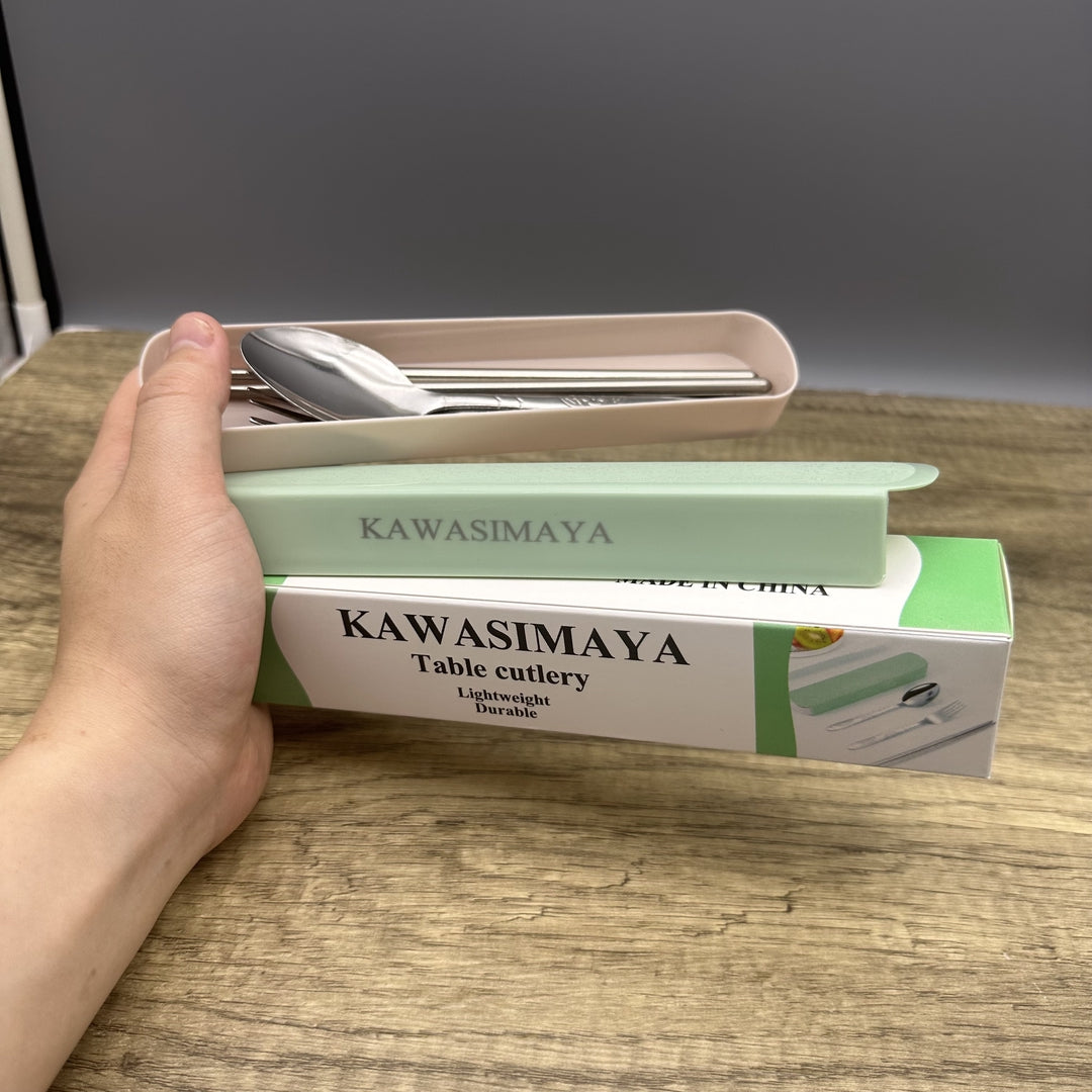 KAWASIMAYA Portable Table cutlery Lightweight Stainless Steel Travel Cutlery Kit with Carrying Case