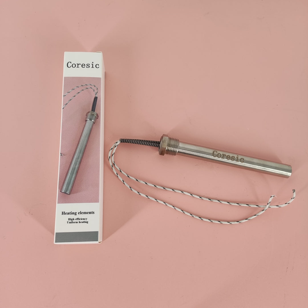 Coresic Single-Head Heating Tube, 304 Stainless Steel, 220V/380V, High-Temp Wire 9.8inch, Pressure Resistance 1800VA/5S