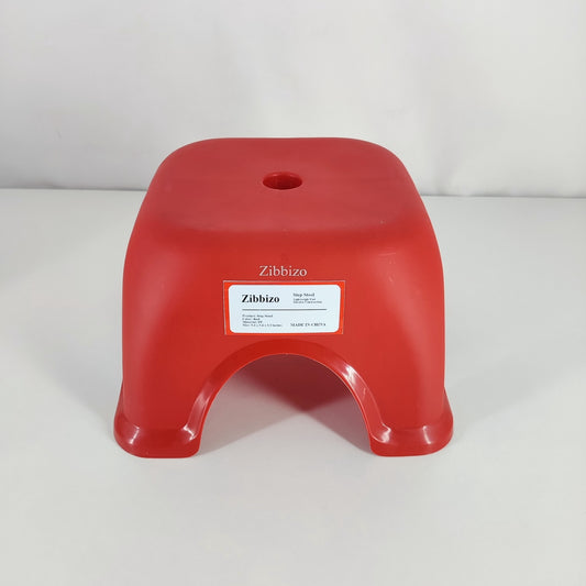 Zibbizo Lightweight and Durable Red Plastic Step Stool for Safe and Convenient Home Use