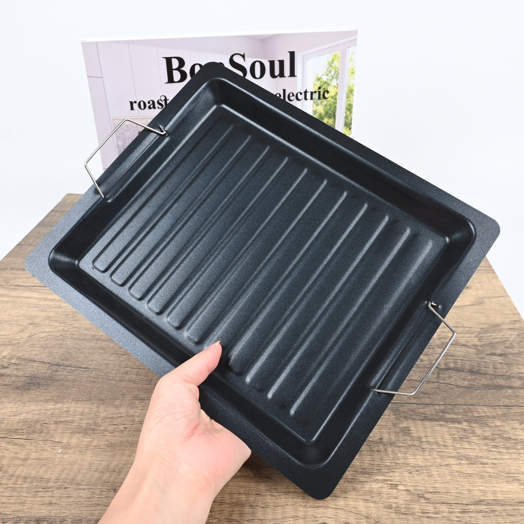 BonSoul Non-Stick Roasting Pan with Rack - Large Capacity Professional Roaster Pan for Turkey, Meat and Vegetables