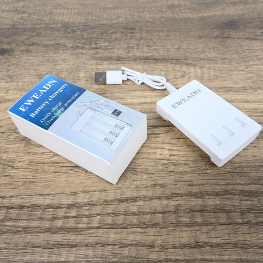 EWEADN USB AA Battery Chargers - 3-Slot Smart Battery Chargers for NiMH/NiCd Rechargeable Batteries