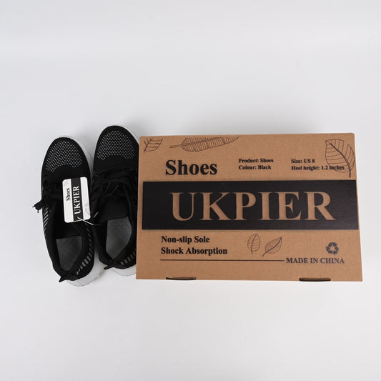 UKPIER Breathable Anti-Odor Casual Sports Shoes in Black - Lightweight Athletic Mesh Shoes for Men and Women US 8