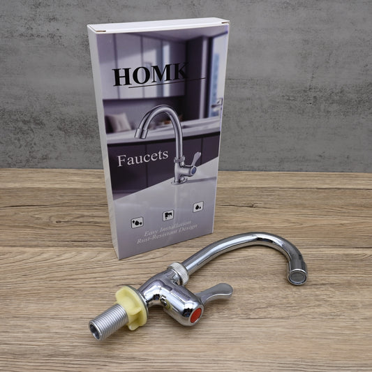 HOMK Single Cold Kitchen Faucets Modern Sink Water Tap with Swivel Spout and Easy Installation