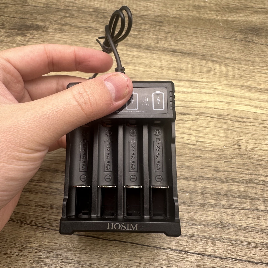 HOSIM 4-Slot USB Battery Charger – Fast, Portable, and Universal Charger for AA and AAA Rechargeable Batteries