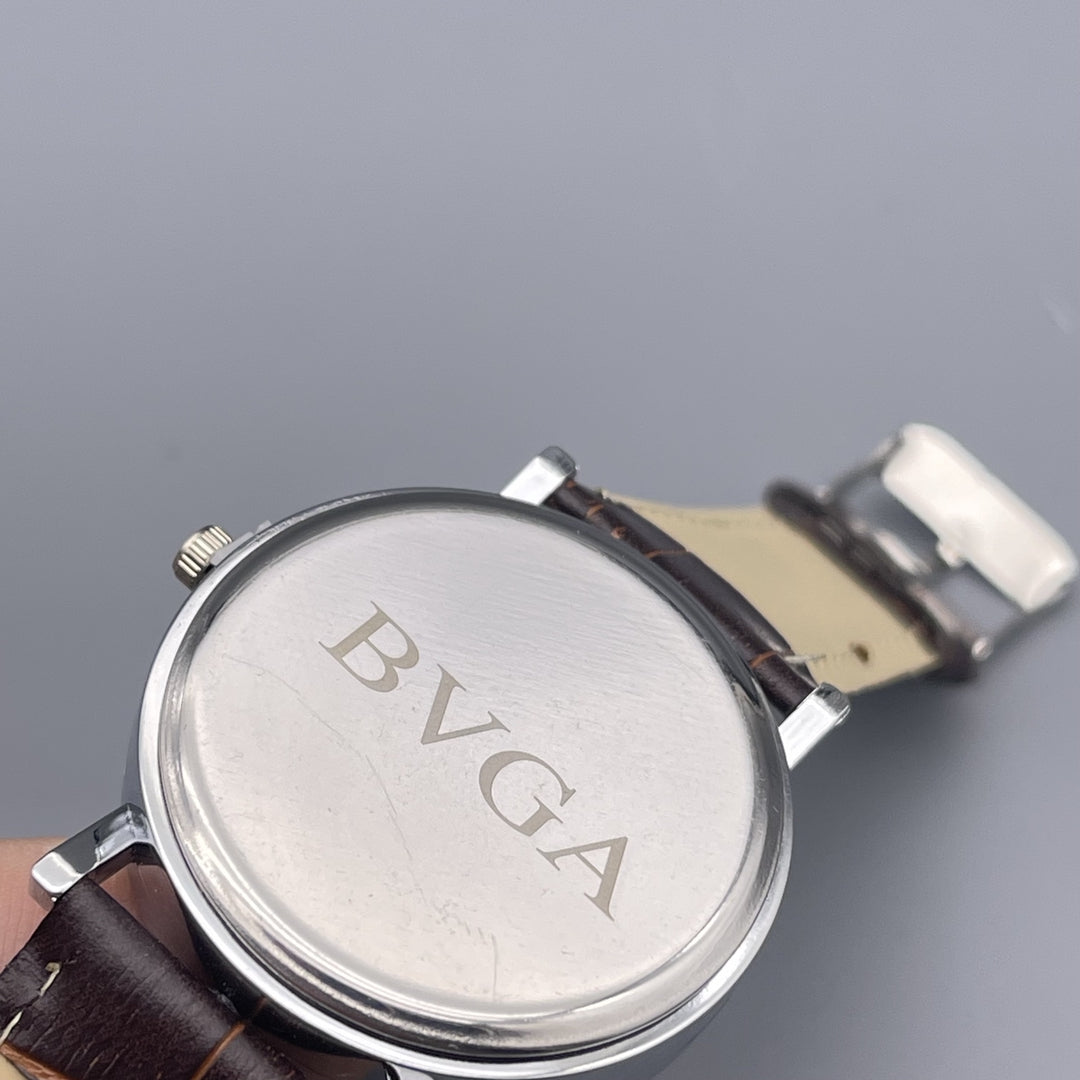 BVGA Men's Watch - Stylish White Dial with Brown Leather Strap for Every Occasion