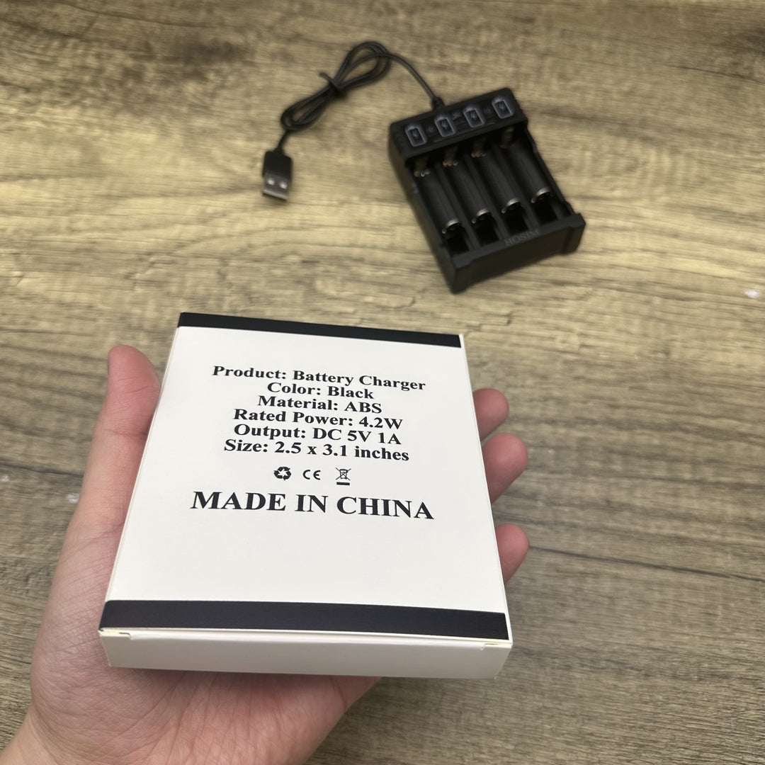 HOSIM 4-Slot USB Battery Charger – Fast, Portable, and Universal Charger for AA and AAA Rechargeable Batteries