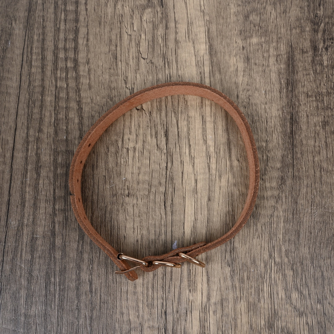 DHTails Premium Genuine Leather Dog Collars XS Size Classic Brown Dog Collars for Small Dogs