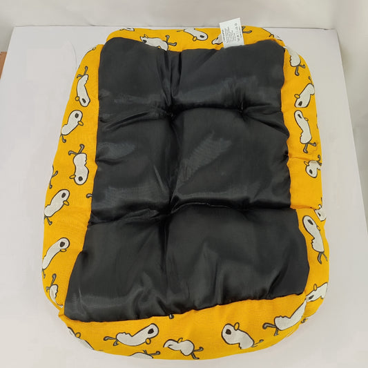 Pet Cushion Rectangle Dog Bed for Large Medium Small Dogs, Yellow Grey