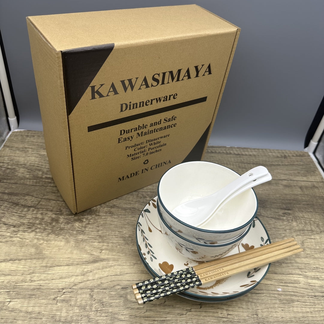 KAWASIMAYA Ceramic Dinner Plates Microwave & Dishwasher Safe Porcelain Dinnerware Set White Serving Plates
