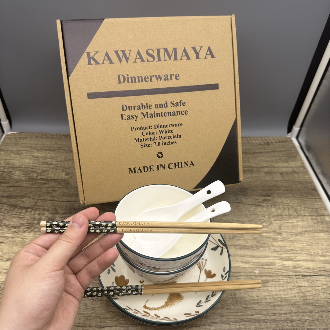 KAWASIMAYA Ceramic Dinner Plates Microwave & Dishwasher Safe Porcelain Dinnerware Set White Serving Plates