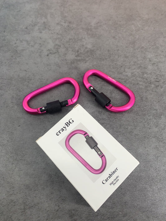 crayBG 2Pcs Aluminum Alloy Hook D‑Ring Carabiner Snap Hook for Outdoor Hiking Camping