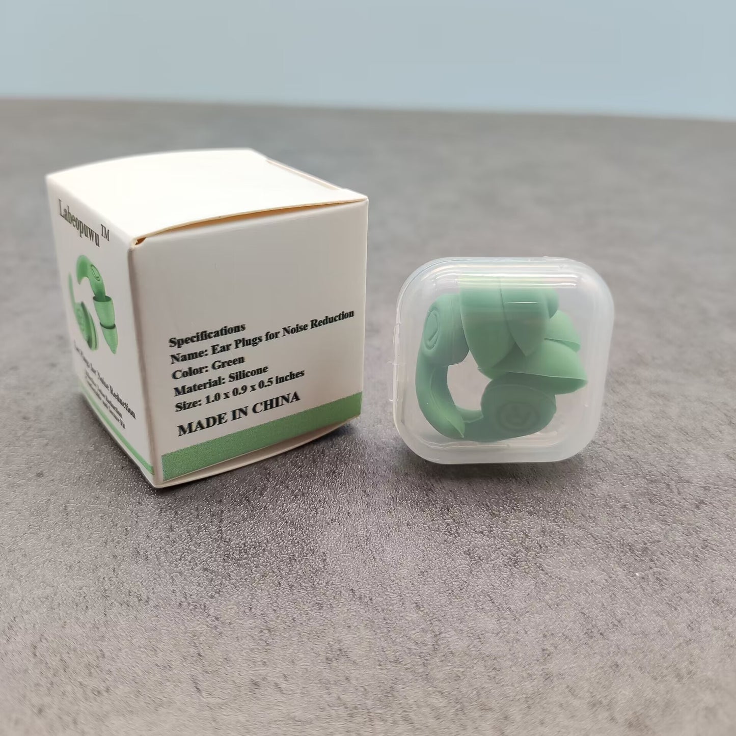 Labeopuwu Green Silicone Ear Plugs for Noise Reduction for Sleep, Study, Work