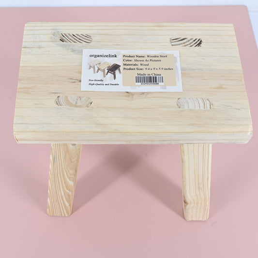 organizelink Wooden Stool Portable Small Bench For Living Room Kitchen