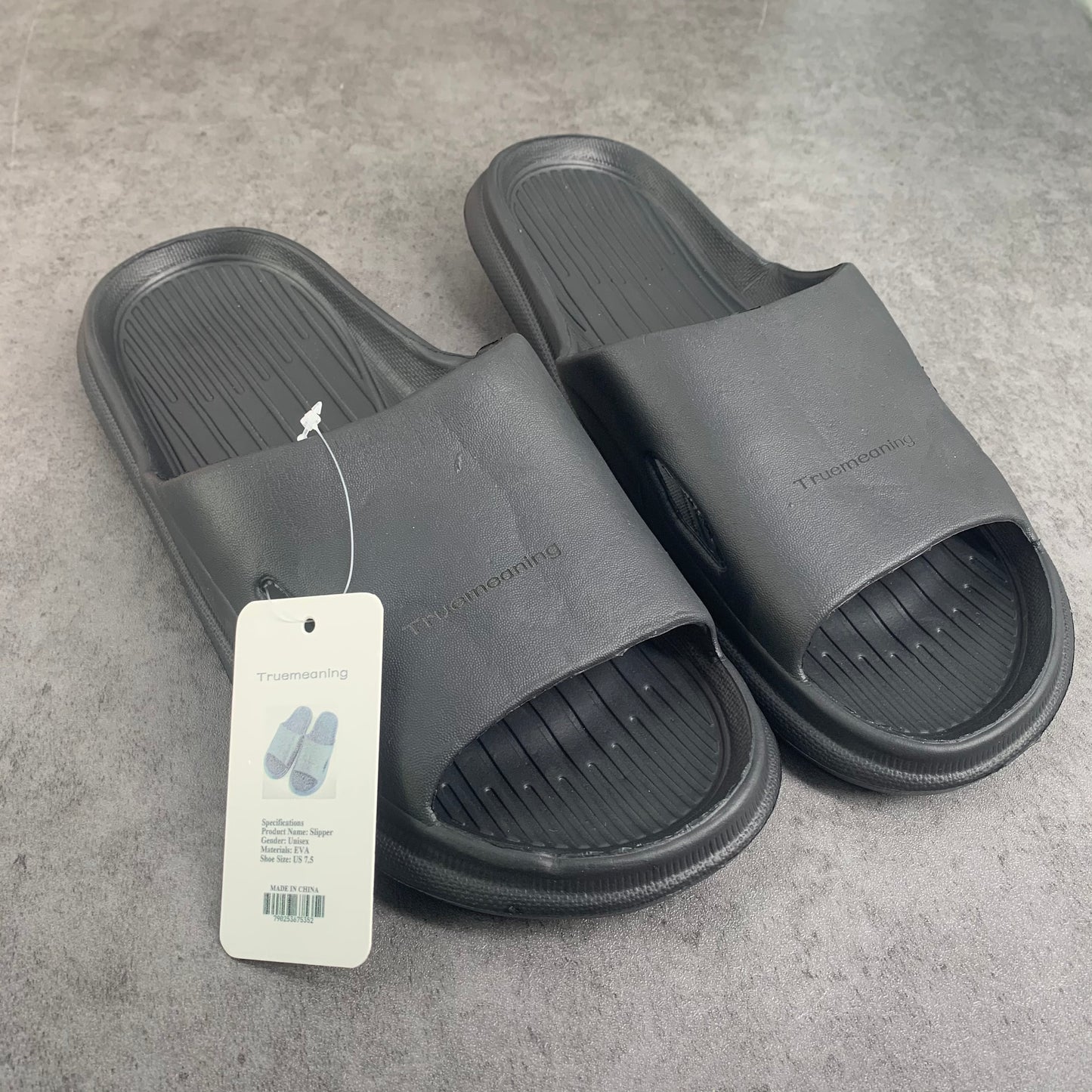 Truemeaning Black Household Soft Sole Slippers Bathroom Non-slip Slippers