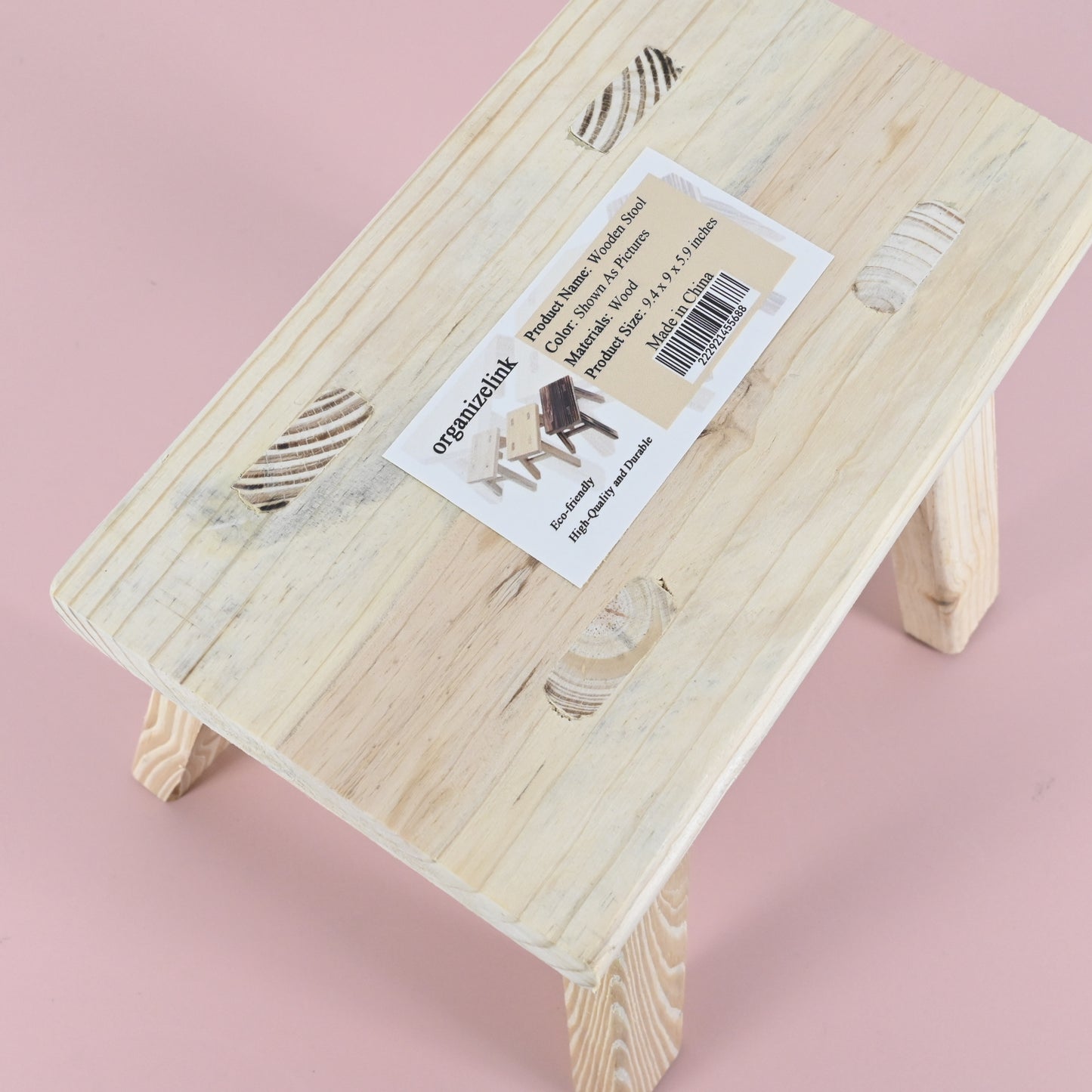 organizelink Wooden Stool Portable Small Bench For Living Room Kitchen