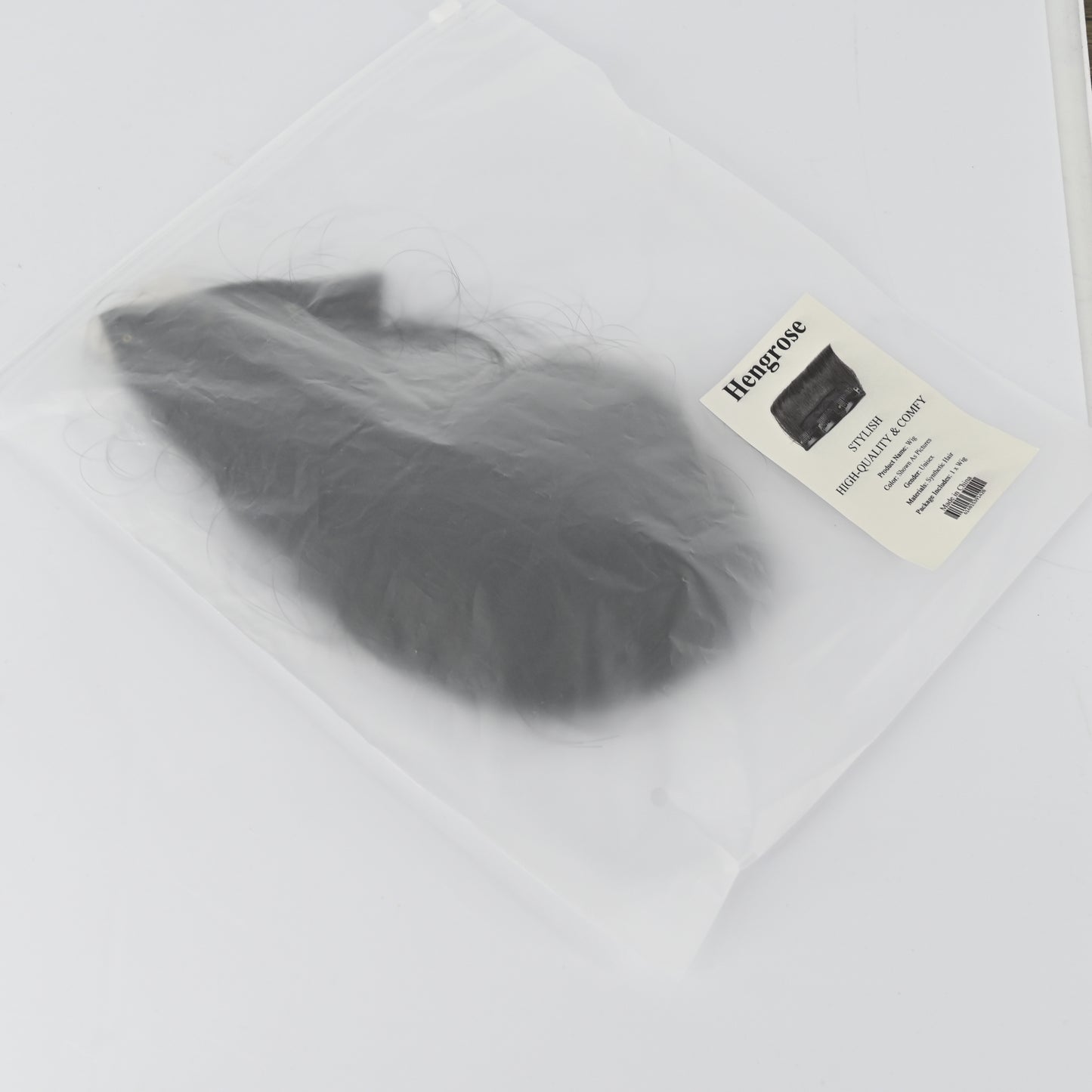 Hengrose Black Synthetic Wig Premium False Hair