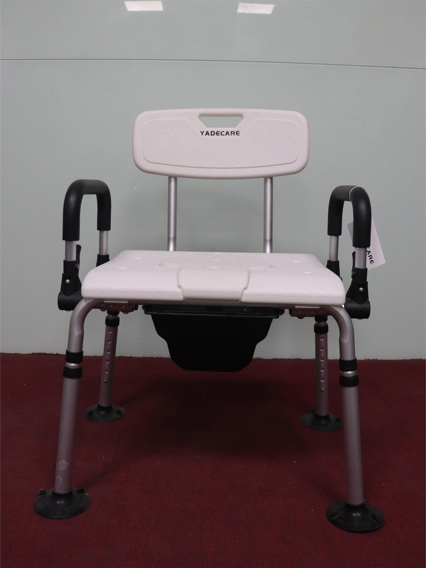 YADECARE Backrest Shower Chair with Armrests, Bathroom Chair Aluminum with Back White