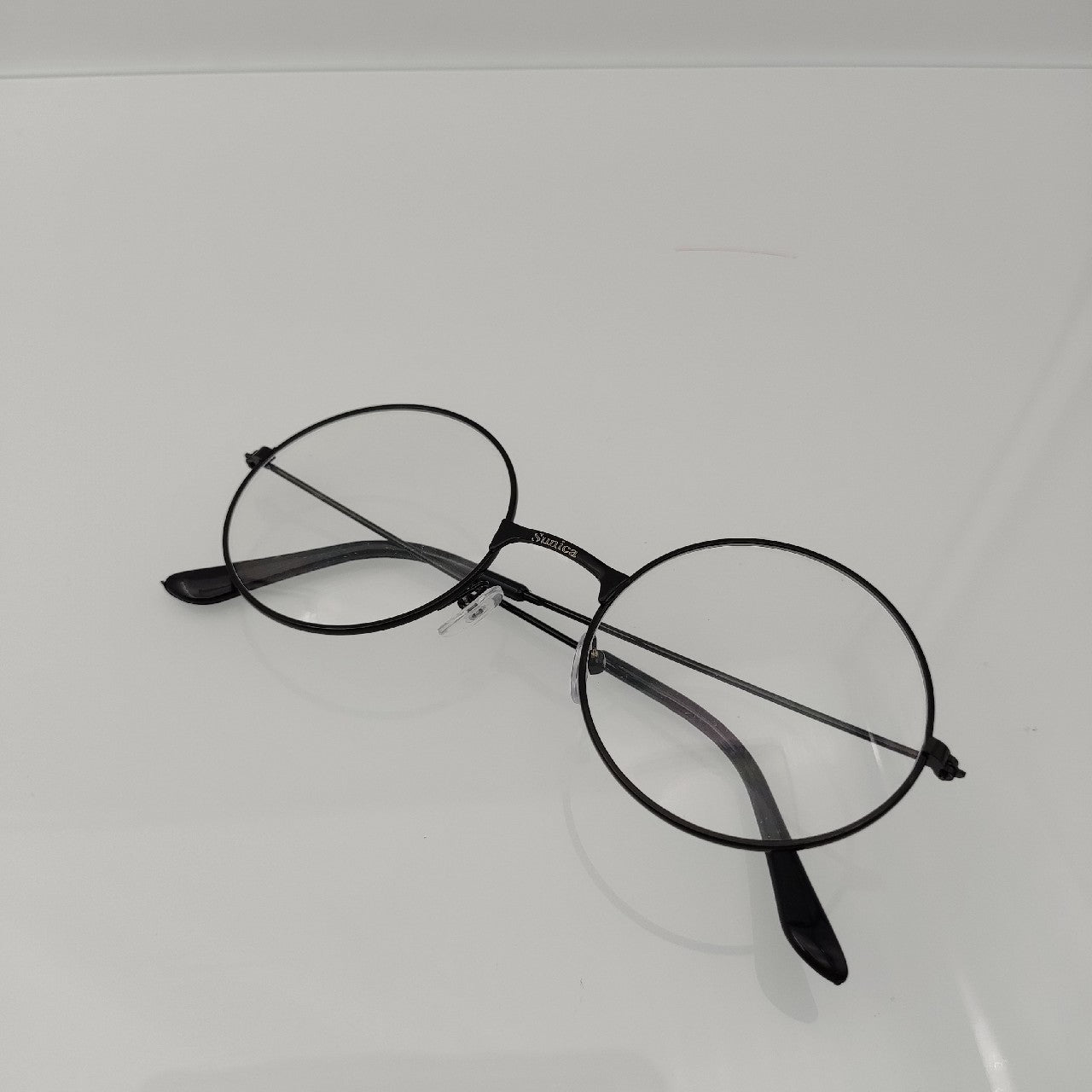 Sunica Small Round Clear Lens Glasses Circle Metal Frame Eyewear In Black