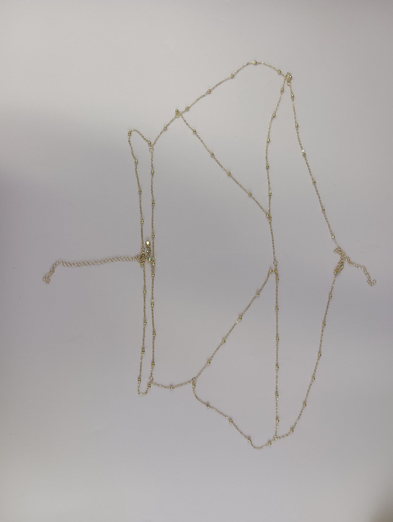 waaoonue Body Chain with Gold Beads, Gold Plated Jewelry, Women's Accessories