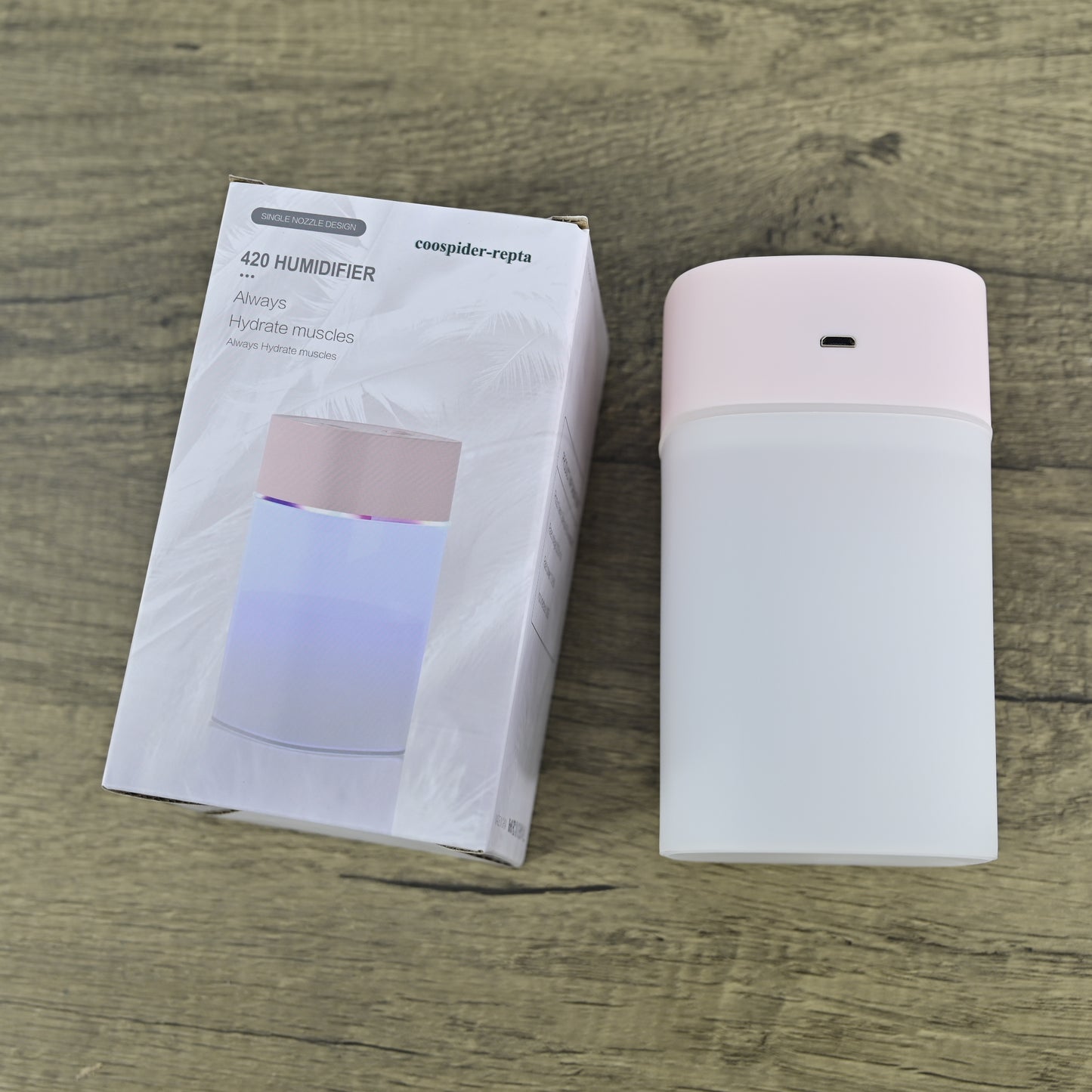 coospider-repta USB Humidifier, Colorful Light 400ml Humidifier, Large Fog Volume Humidifier Pink