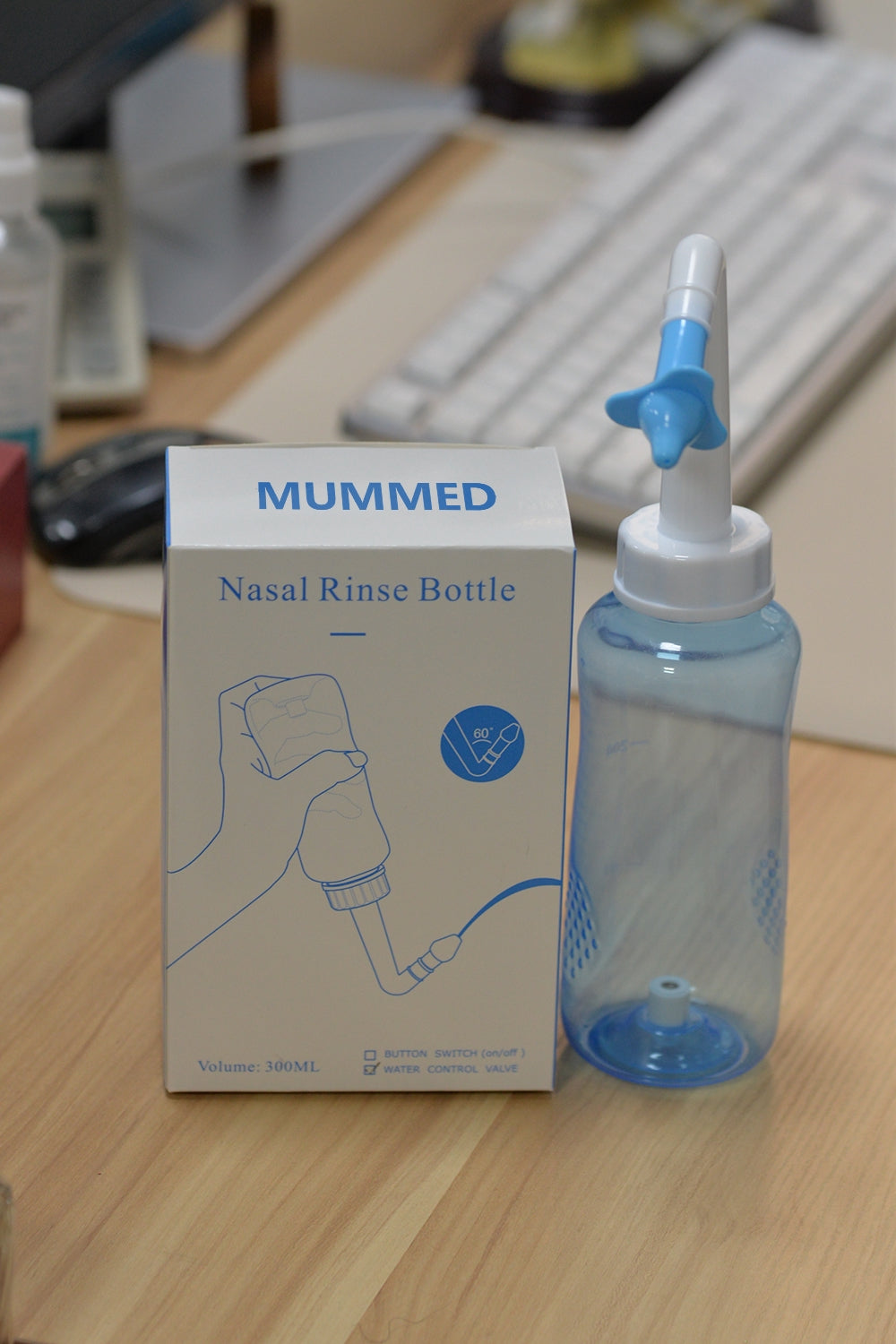 MUMMED Nasal Irrigation Vessel with Pump and Tube, Rinse and Clean Your Sinuses