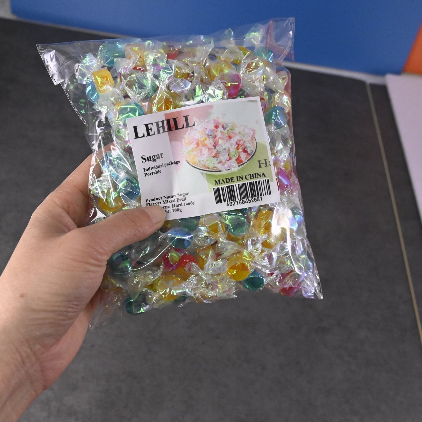 LEHILL Colored Hard Candy Mixed Fruity Candy Sweet and Sour Bulk Candy