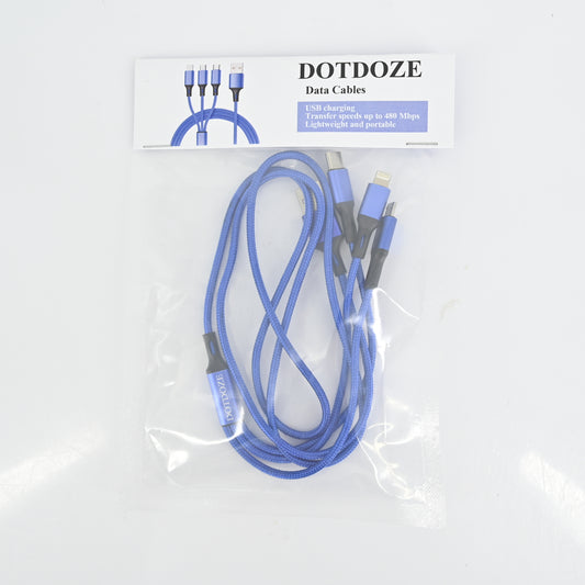 DOTDOZE Multi Charger Cable 3 in 1 Multi USB Cable Fast Charging Cord with Type-C, Micro USB and IP Port