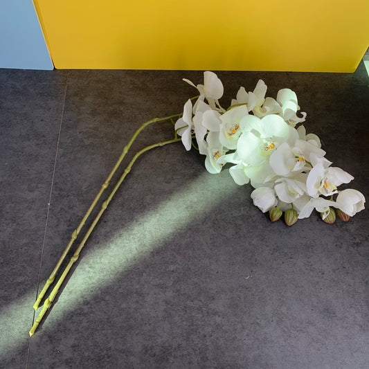 MEILIY 2 Artificial Orchids for Wedding Home Birthday Bouquets DIY Floral Decor Home Decoration with Long Stems - White