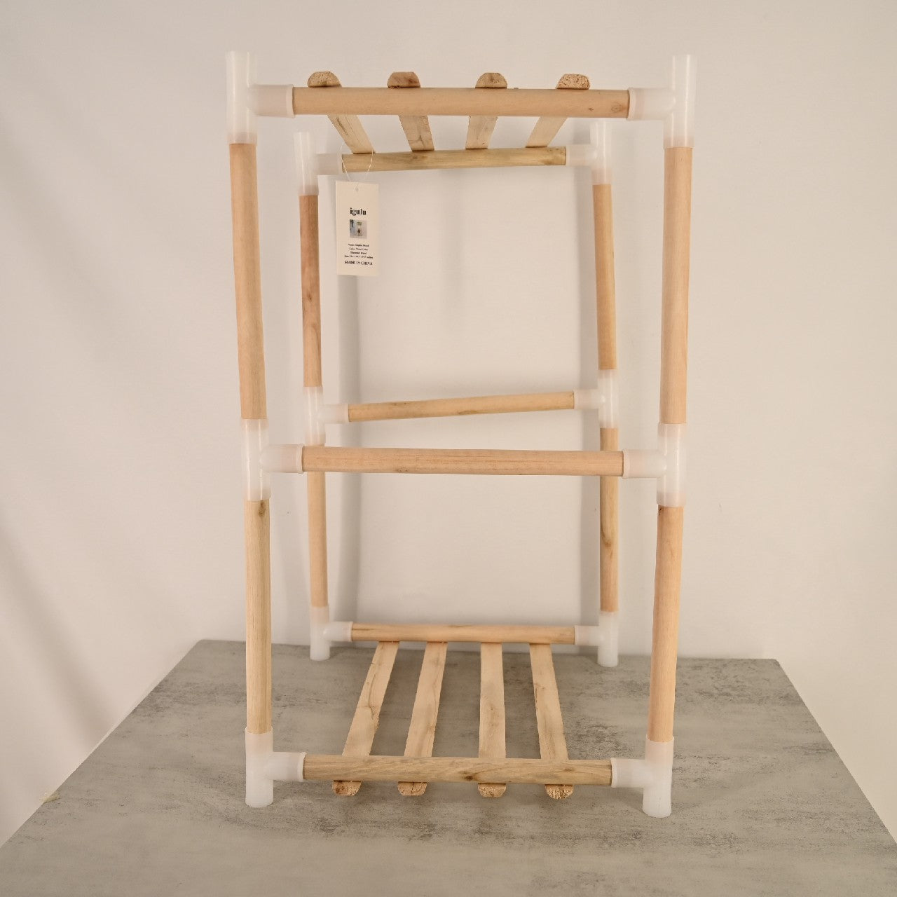 igulu 1 PC Wood Display Stand Easy-assemble with Reinforced ABS Connectors