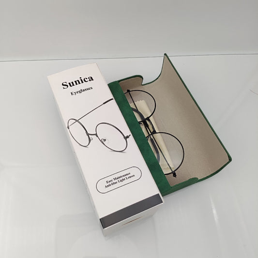 Sunica Small Round Clear Lens Glasses Circle Metal Frame Eyewear In Black